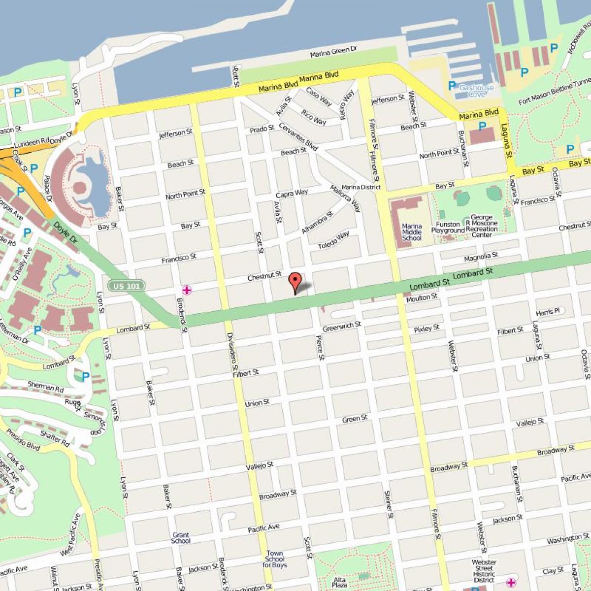 Mapa de calle de lombard street de San Francisco