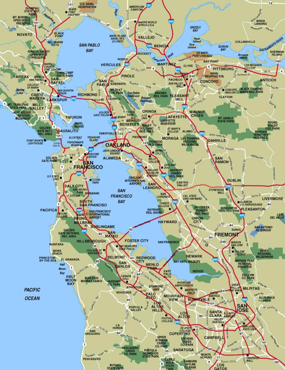 San Francisco y área de mapa