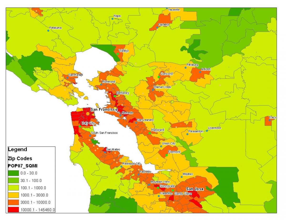 Mapa de San Francisco de la población