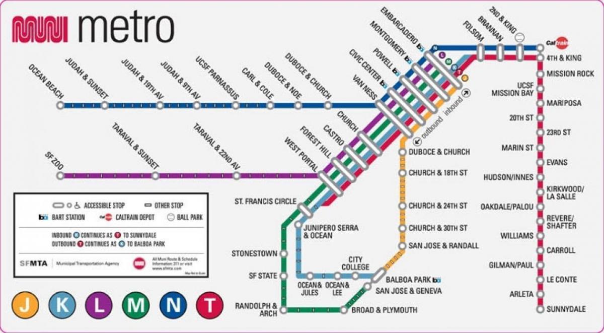San Fran mapa del metro