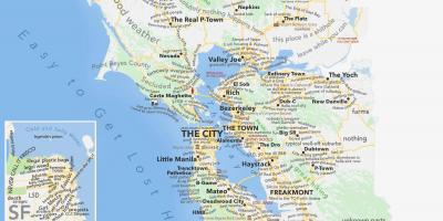 La bahía de San Francisco mapa de la zona de california