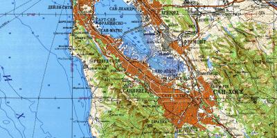 Área de San Francisco bay mapa topográfico