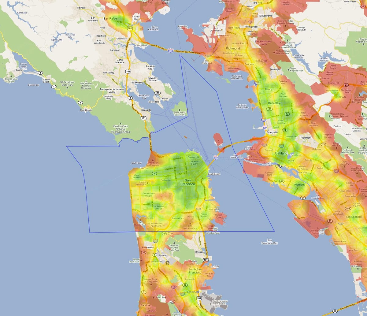 Mapa de la zona de la bahía de calor