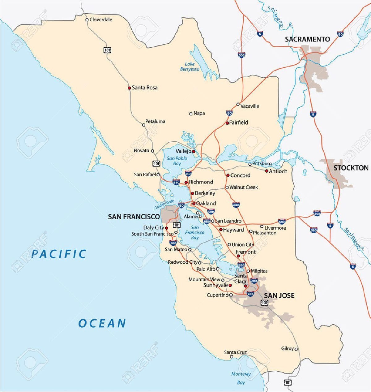Mapa de área de la bahía de vector