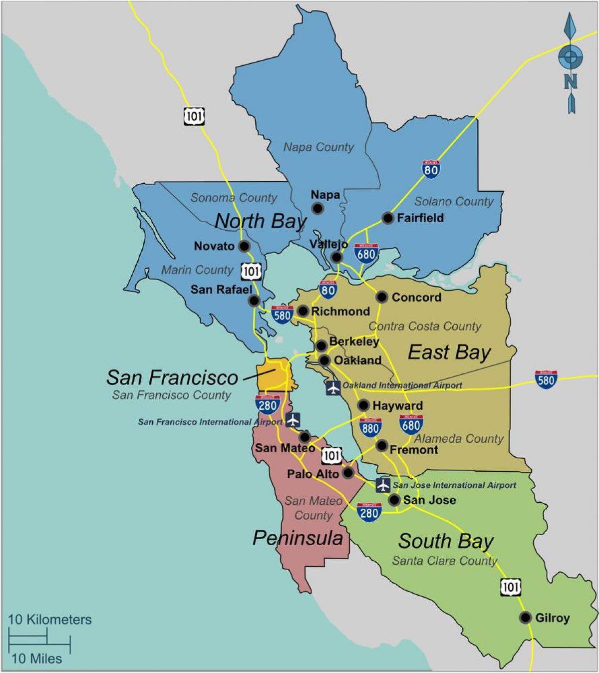 mapa del sur de la bahía de San Francisco
