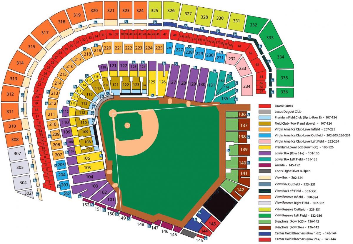 SF giants stadium de asientos mapa