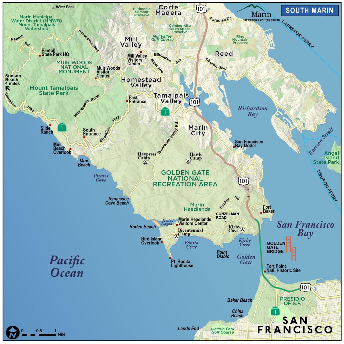 Mapa de bosque de secuoyas de San Francisco