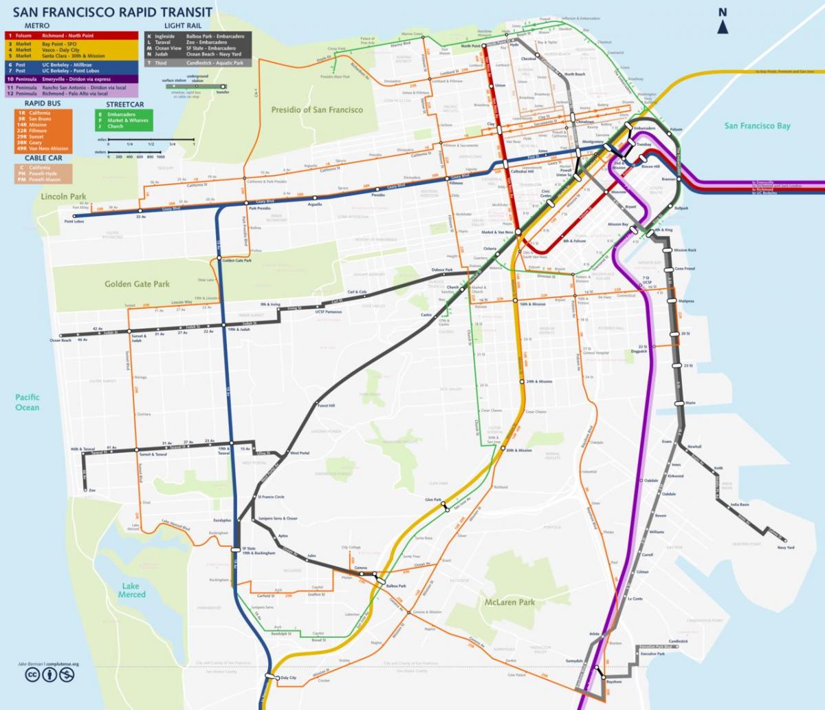 San Fran mapa de transporte público