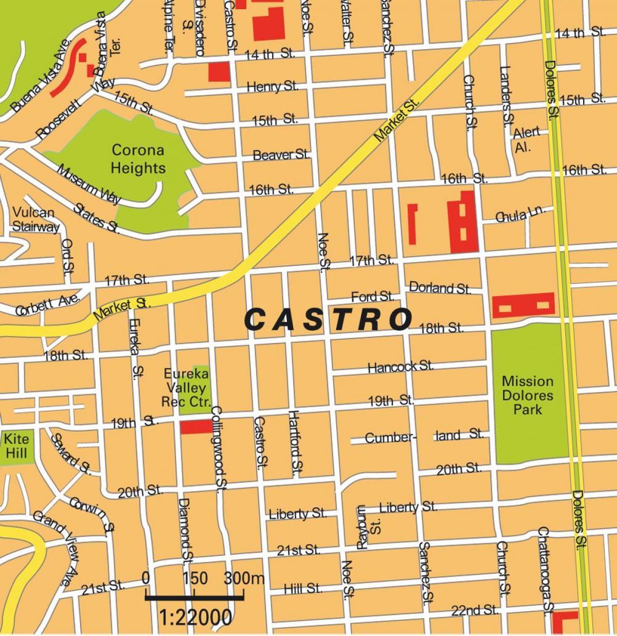 mapa de distrito de castro en San Francisco