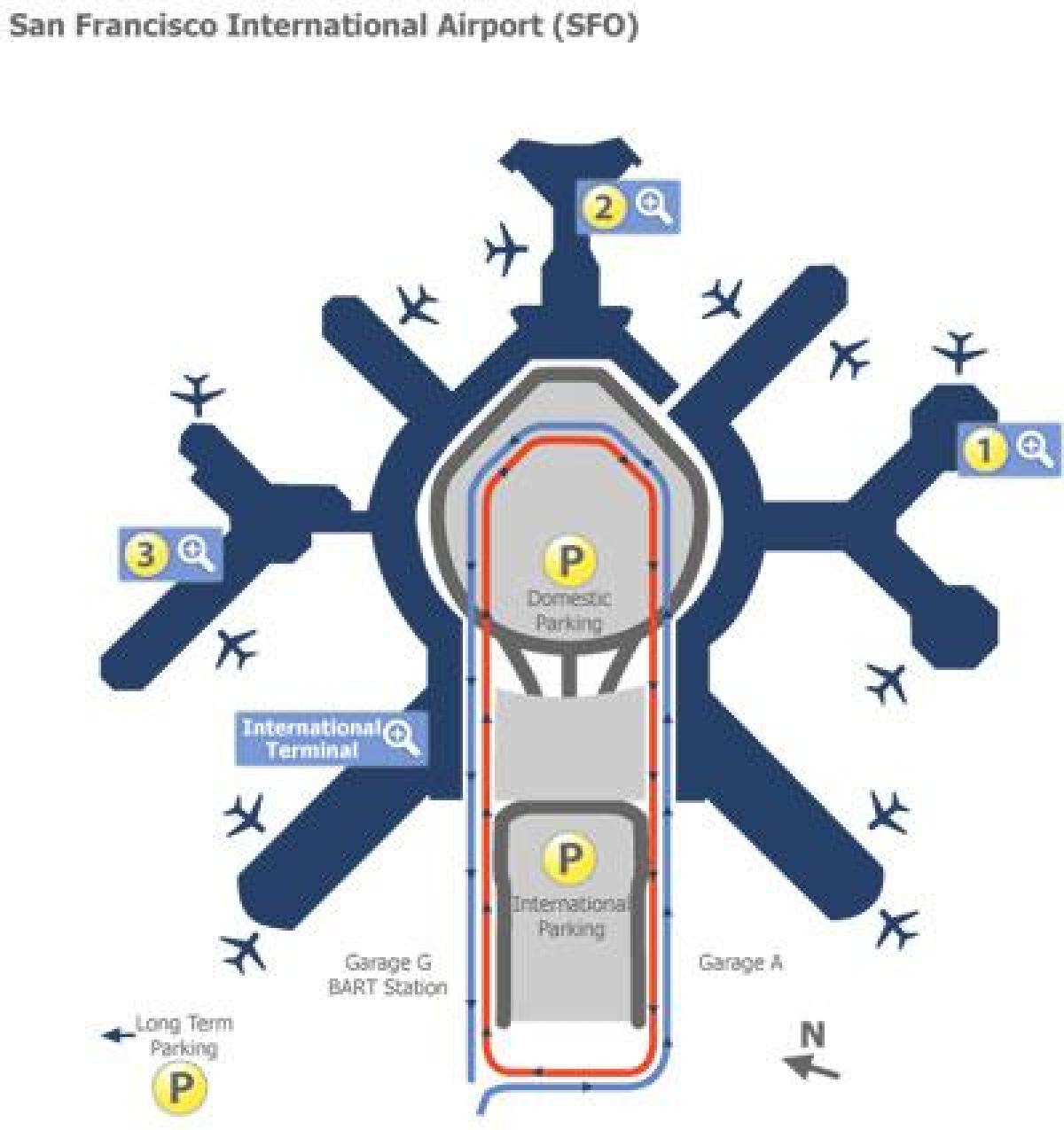 El aeropuerto de San Francisco gate mapa