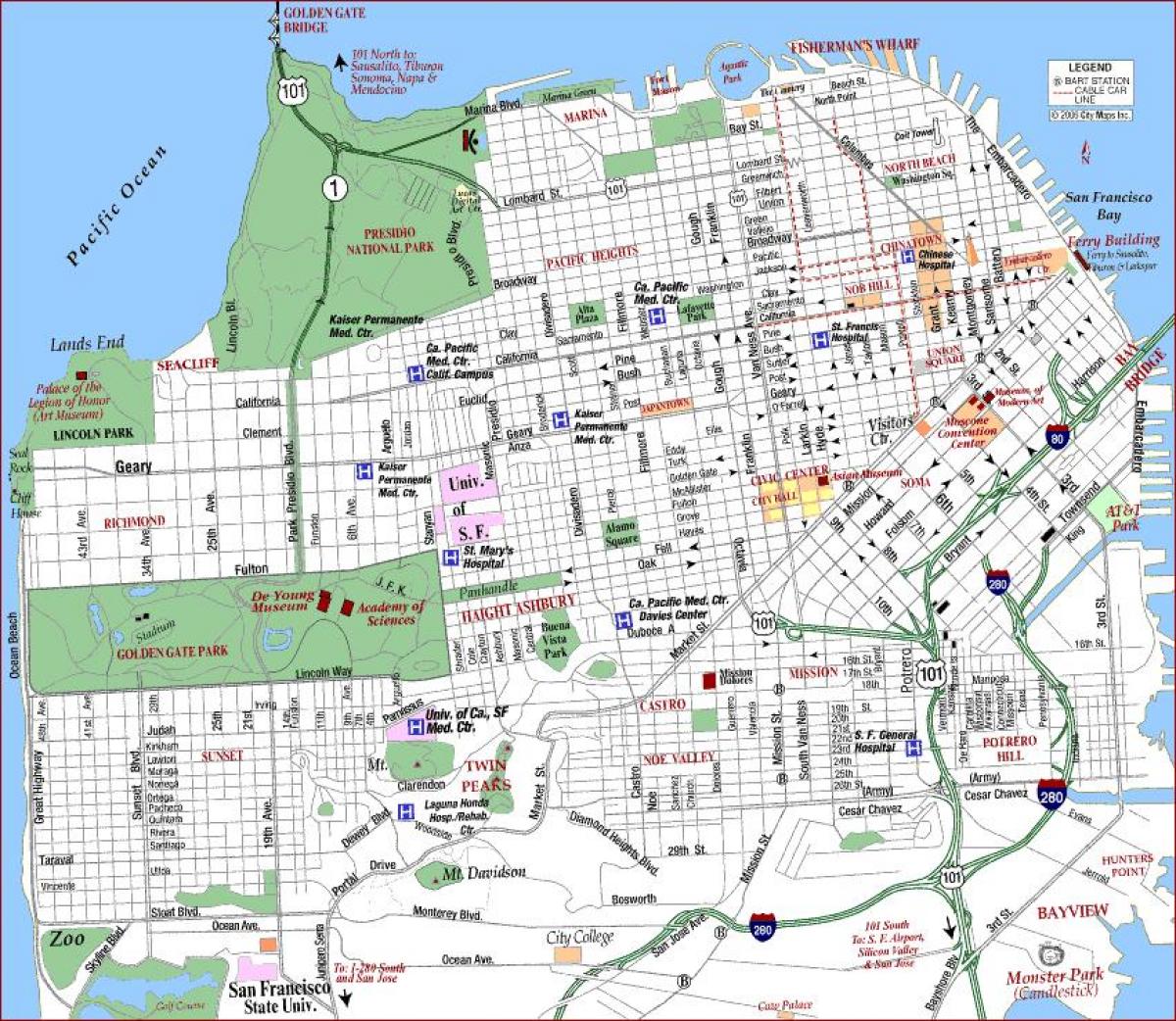 San Francisco centro médico de la va mapa