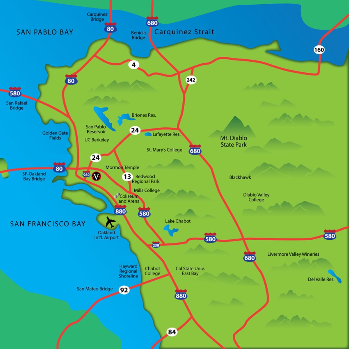mapa de este área de la bahía de ca
