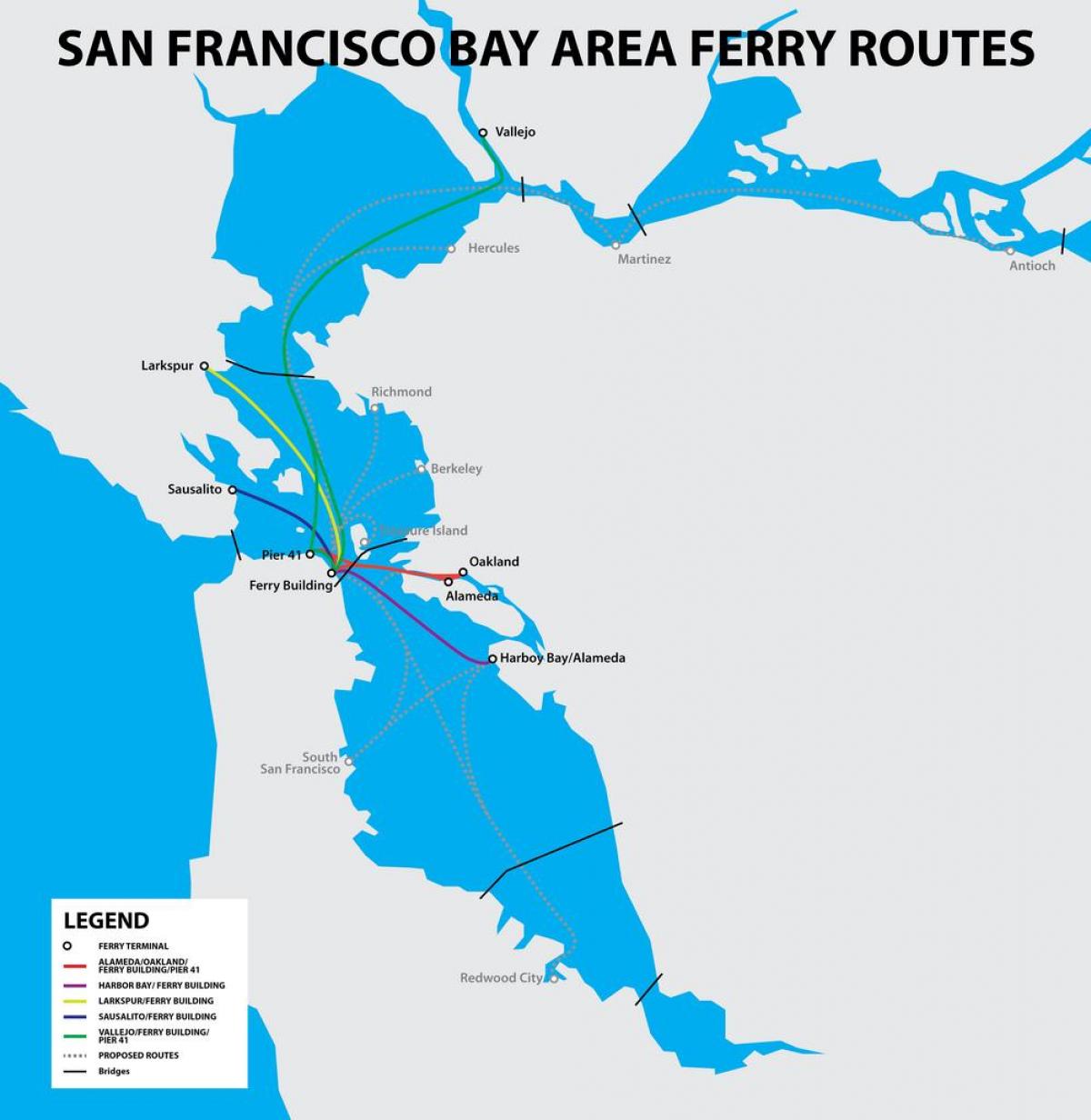 La bahía de San Francisco ferry mapa