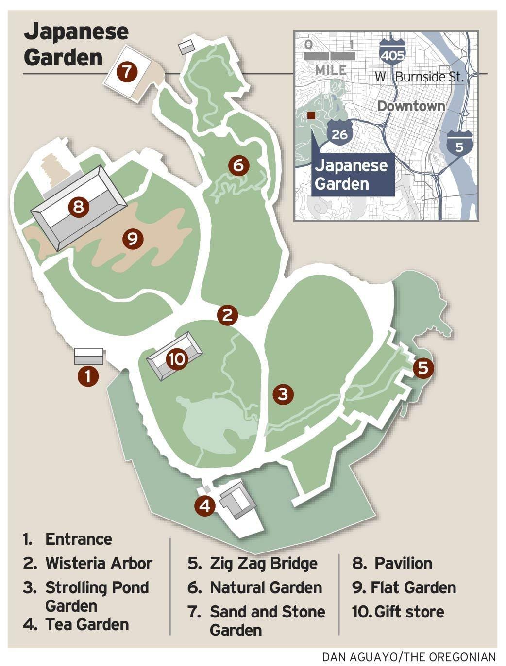 Mapa de jardín de té japonés