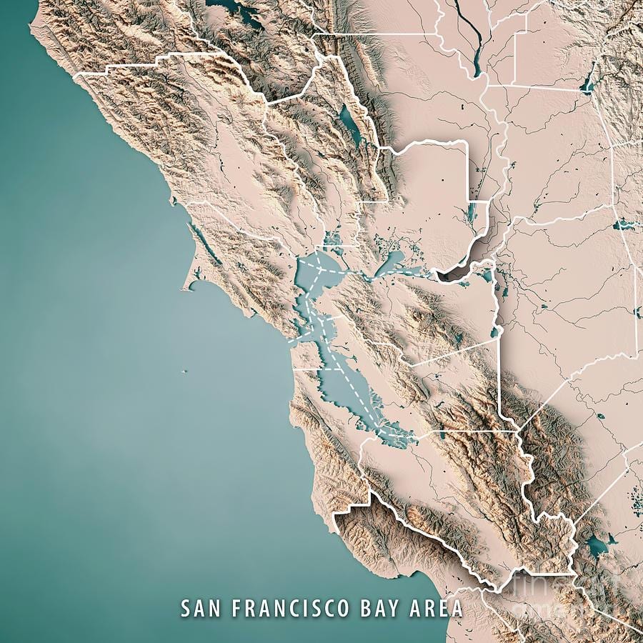 Mapa de la bahía de San Francisco topográficos