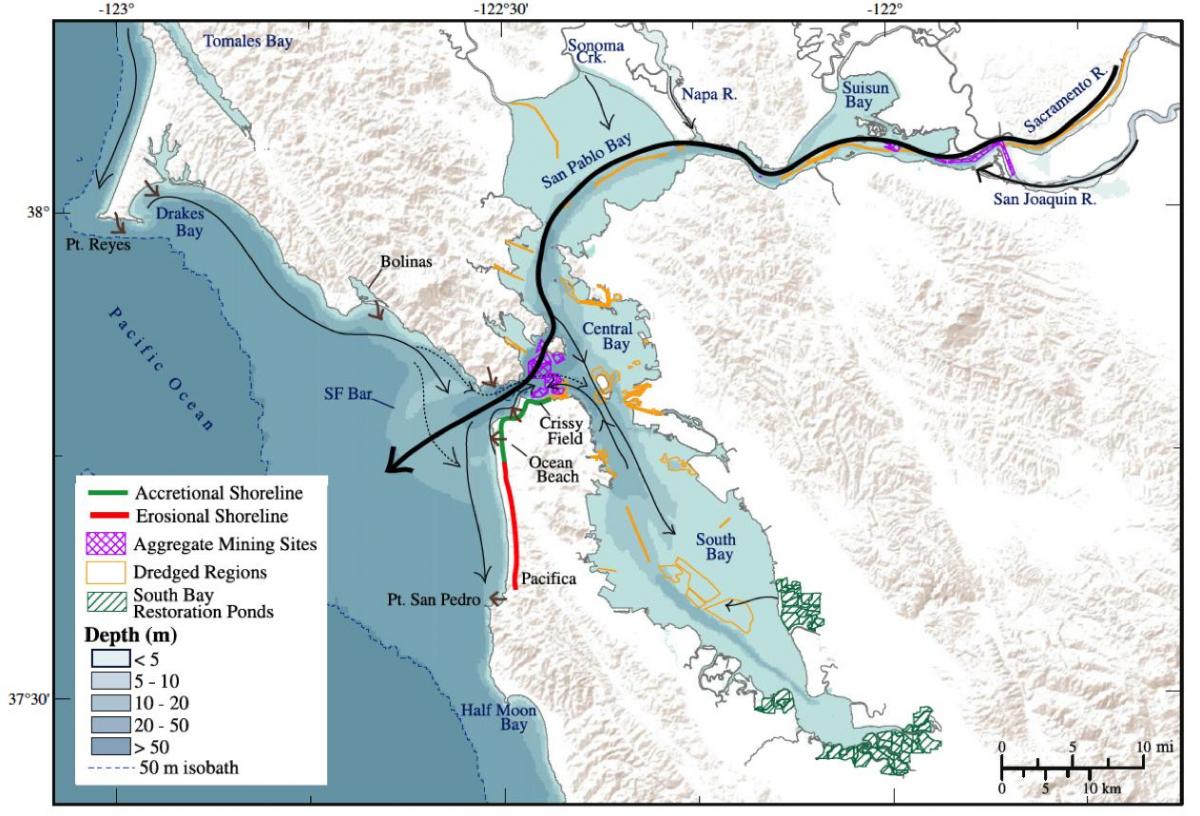 Mapa de la bahía de San Francisco profundidad