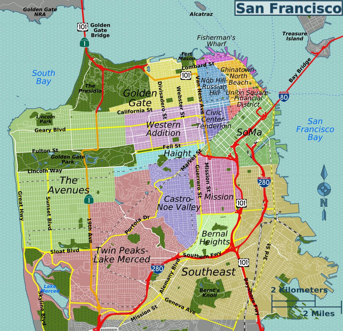 mapa de calle de San Francisco, california