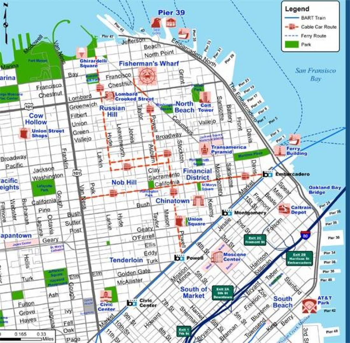 Mapa de la ciudad de San Francisco de la calle