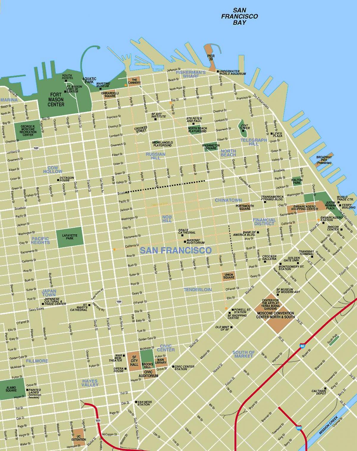 mapa de la ciudad de San Francisco ca