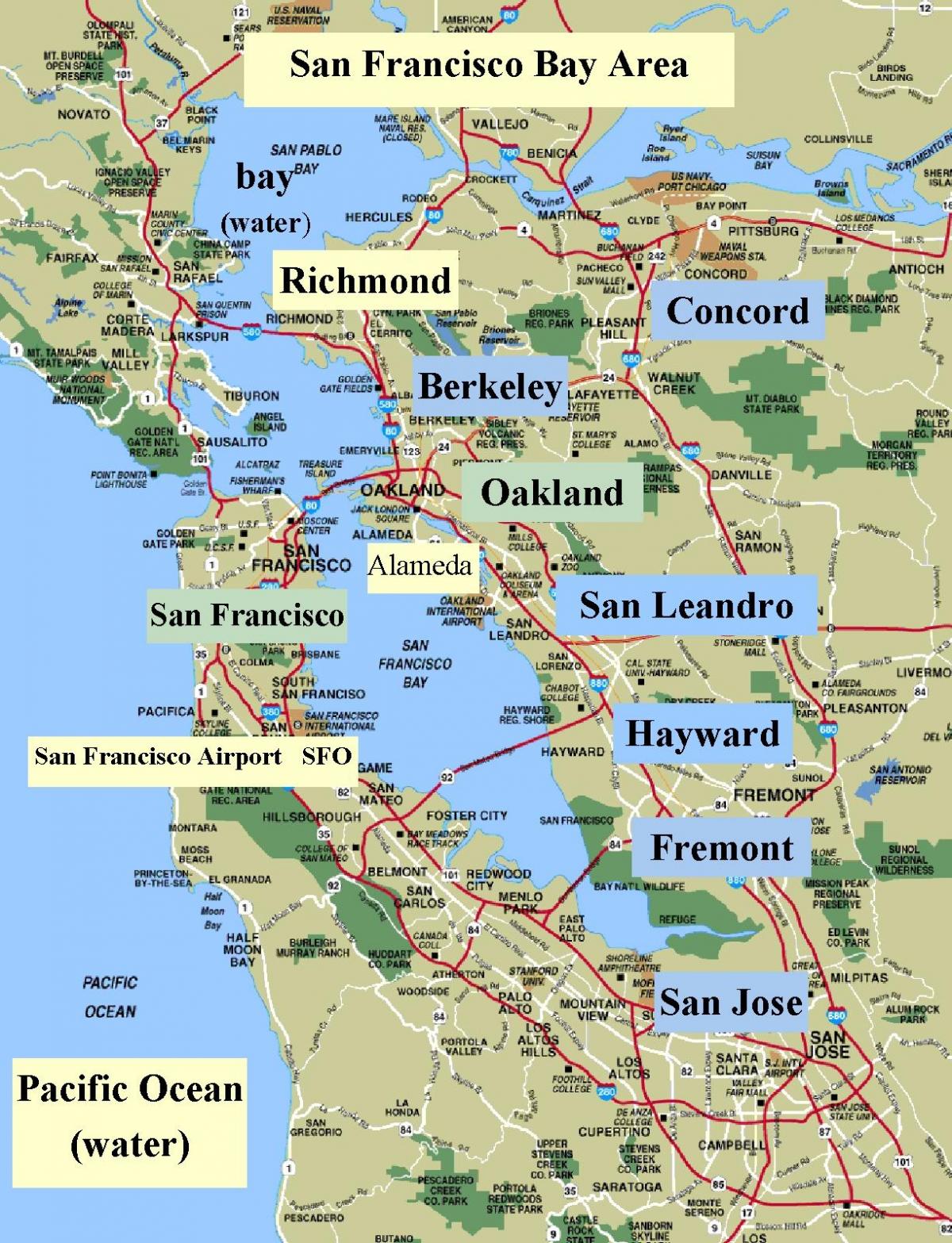 mapa de la zona de San Francisco, california