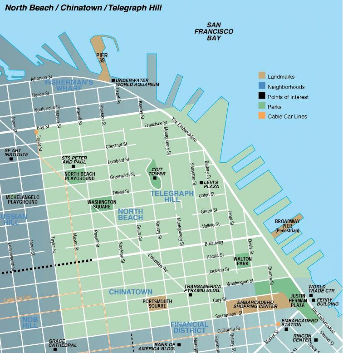 Mapa de la playa norte de San Francisco
