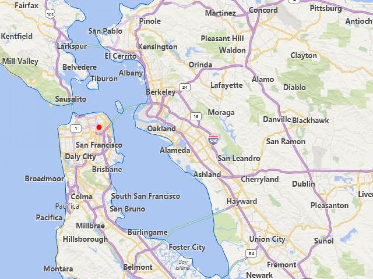 mapa de las ciudades de california, cerca de San Francisco