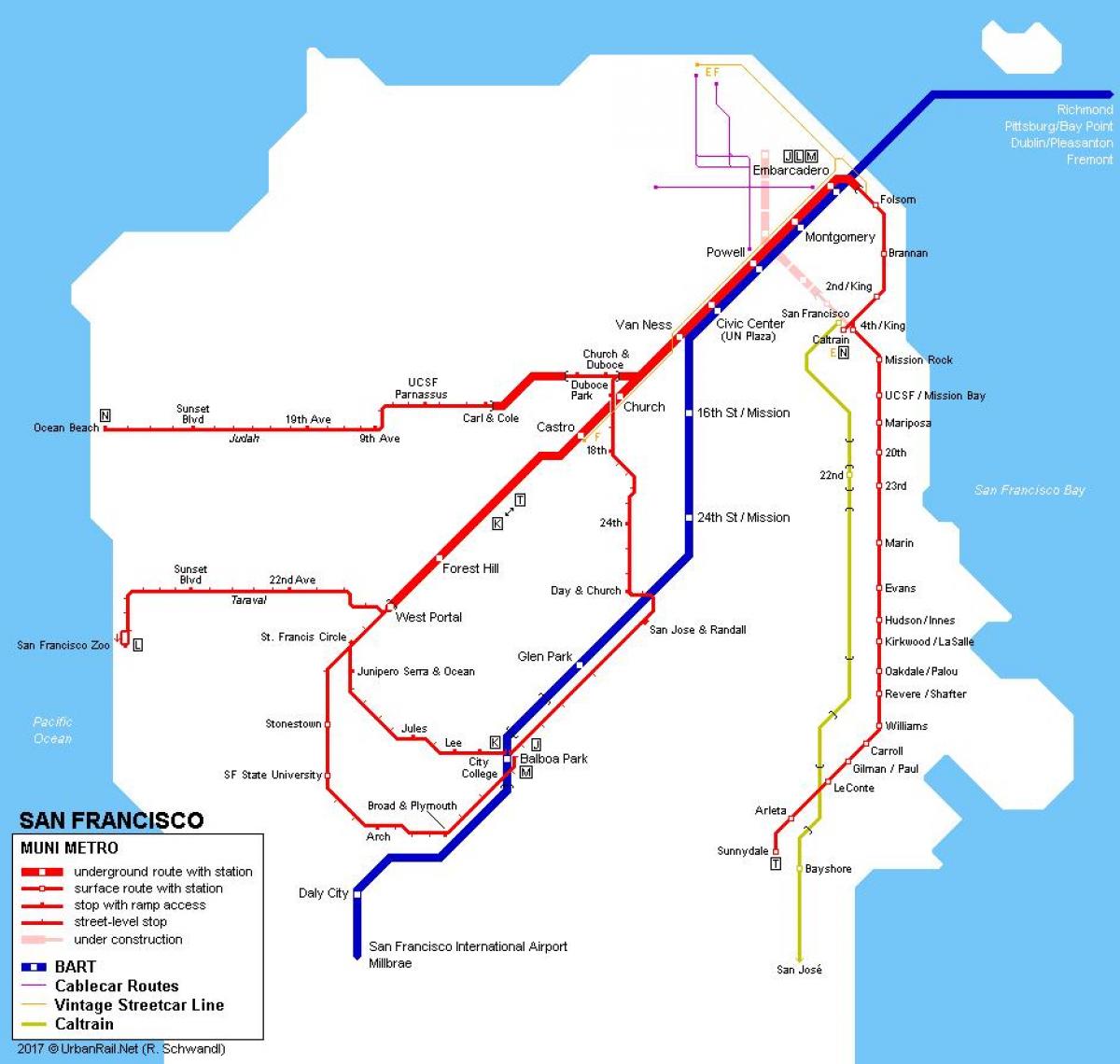 SF muni mapa de trenes