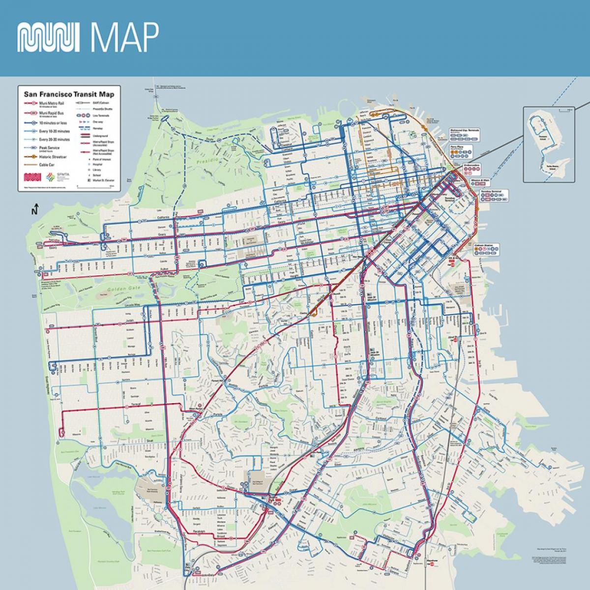 SF muni mapa de la ruta