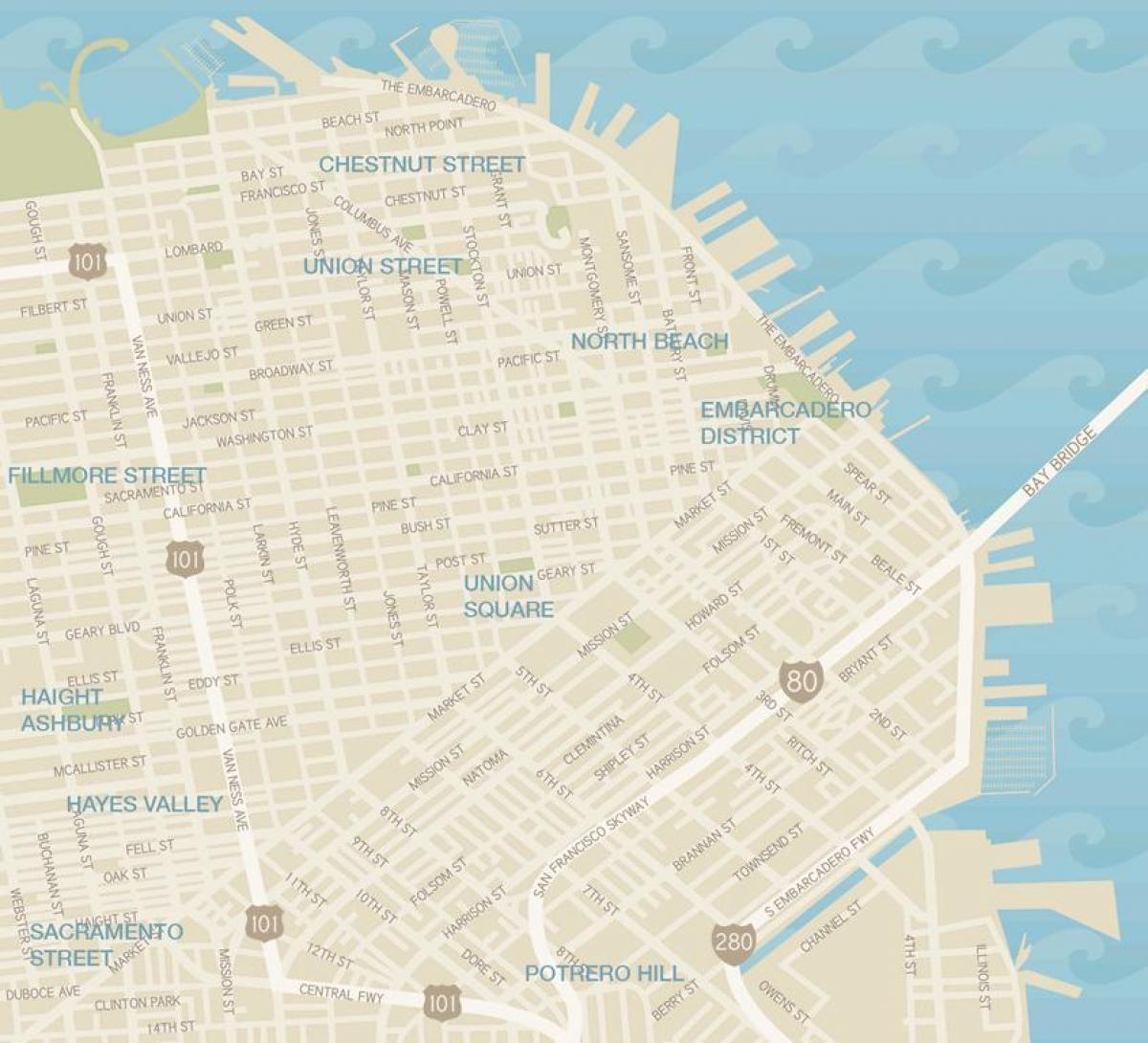 Mapa de San Francisco, distrito de la moda