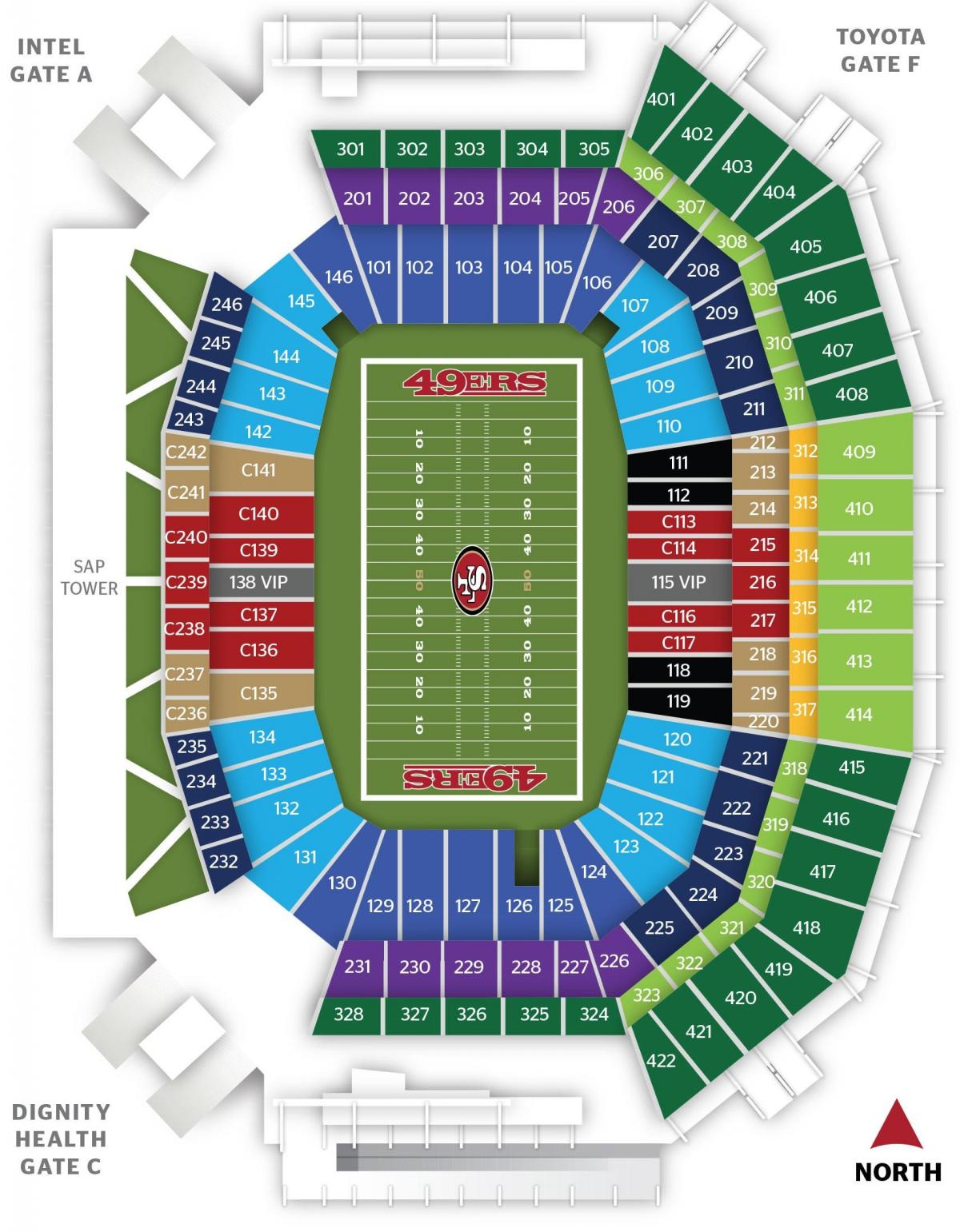 Mapa de San Francisco 49ers estadio