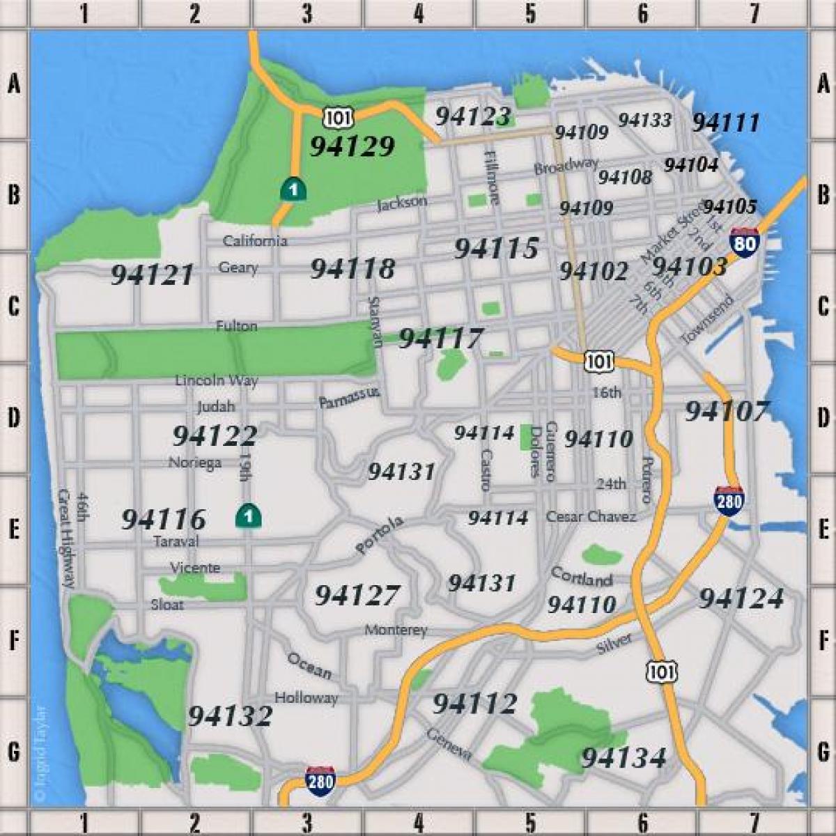 San Francisco código postal mapa