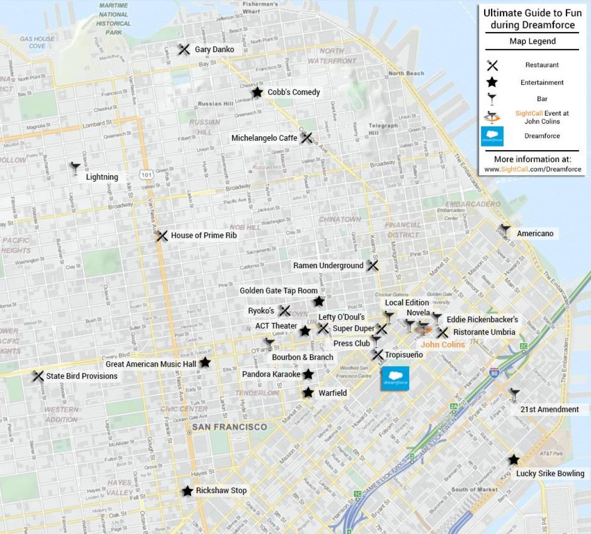 Mapa de San Francisco de la barra de