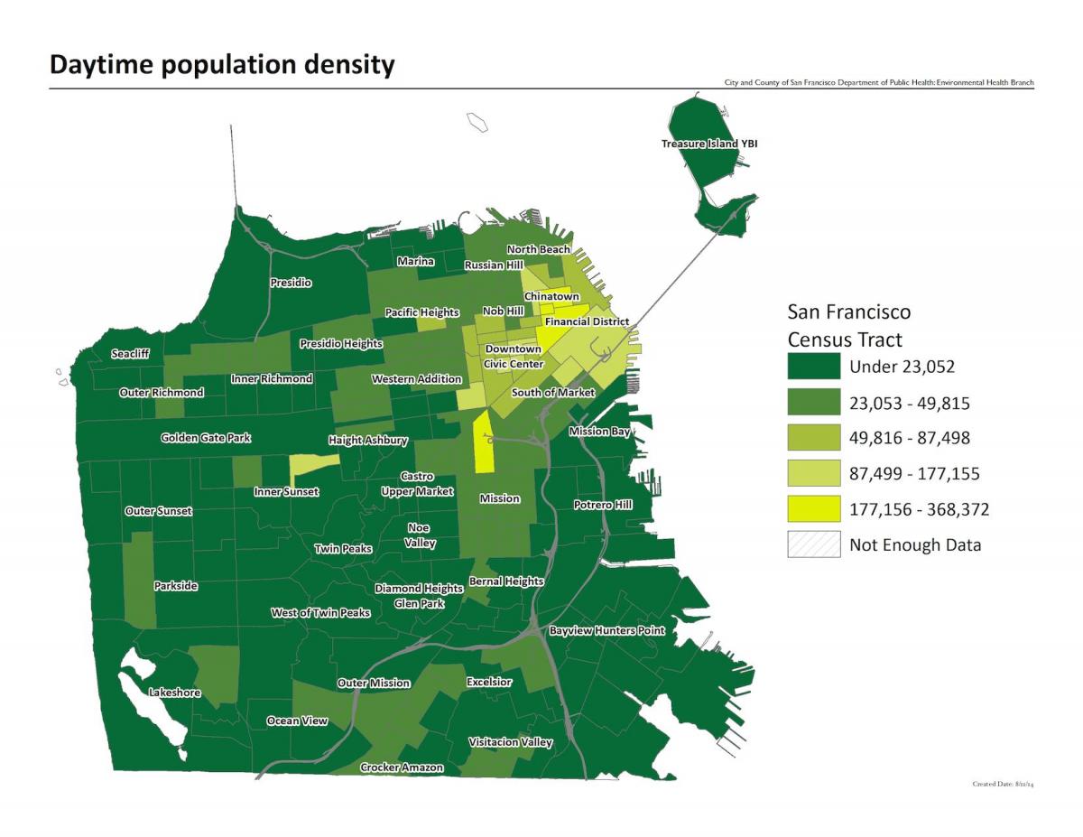 Mapa de San Francisco de la densidad de población