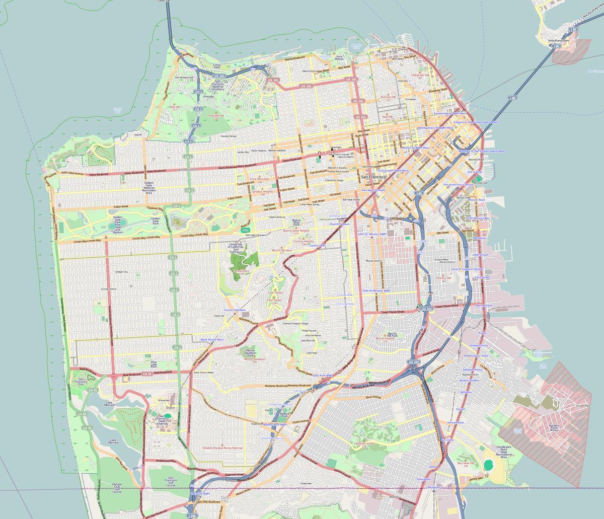 Mapa de San Francisco de esquema