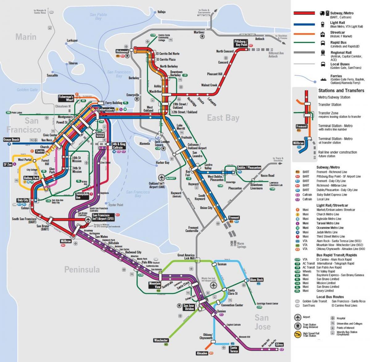 mapa de transporte público de San Francisco