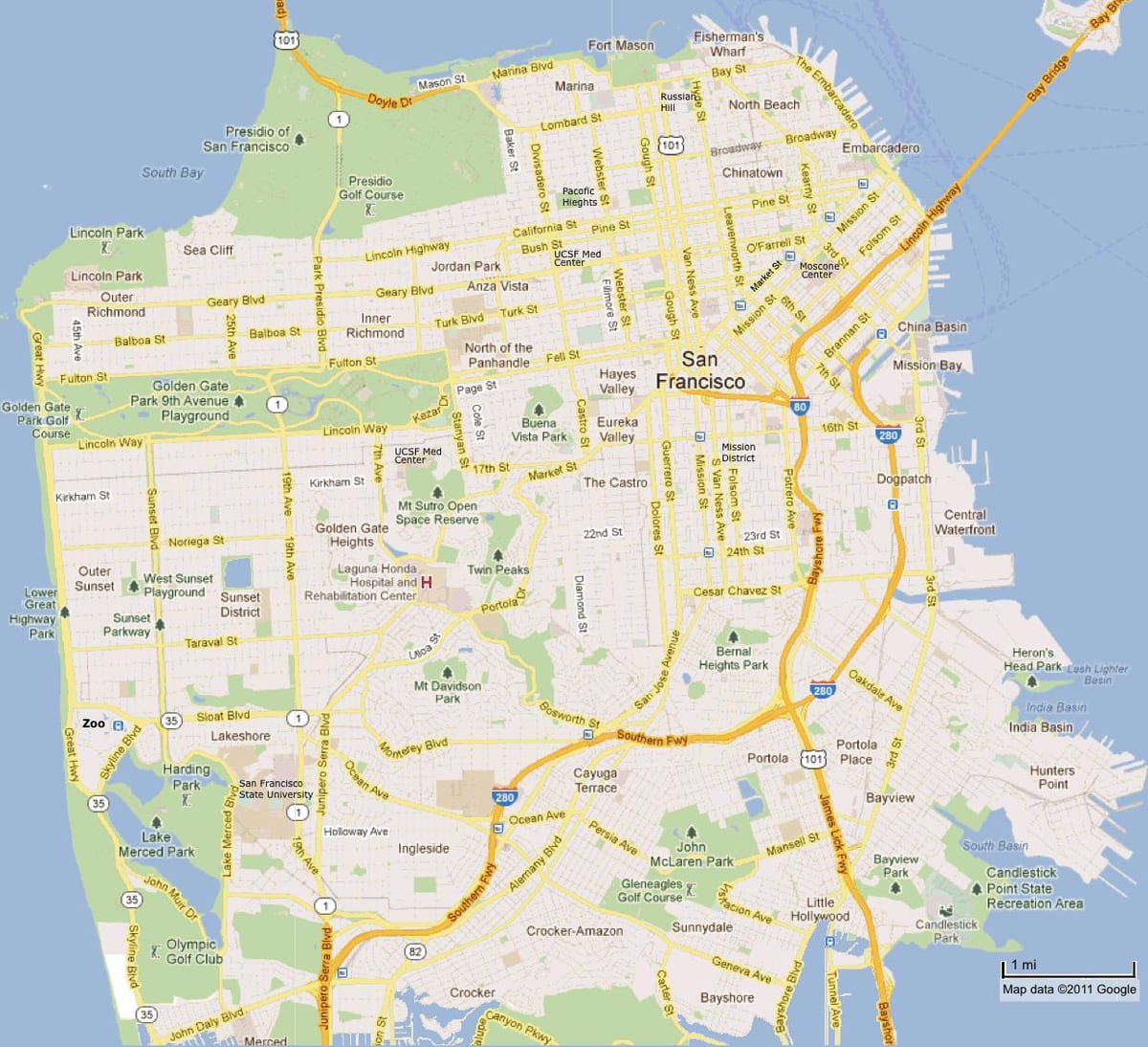 San Francisco de interés mapa