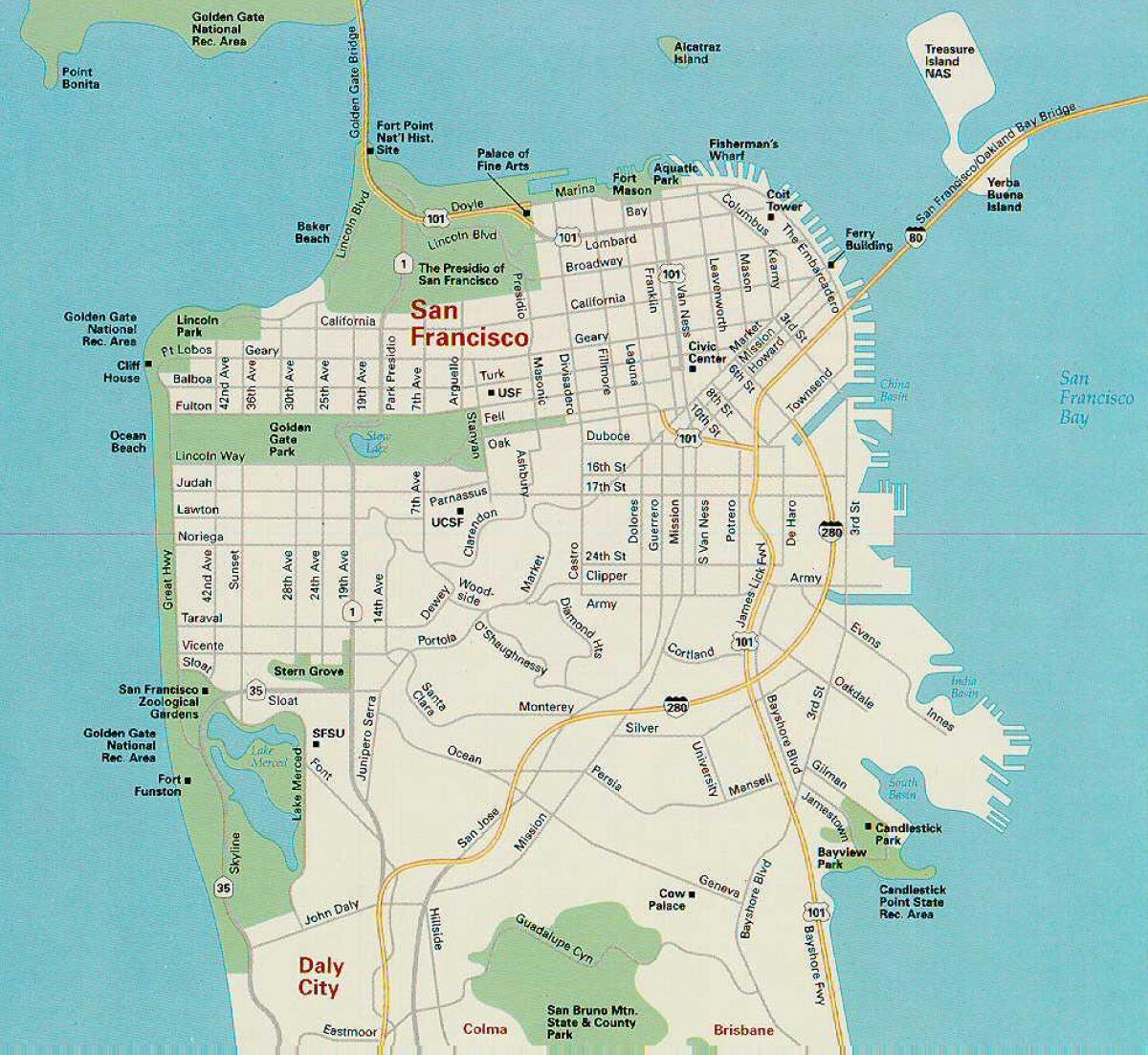 Mapa de San Francisco principales lugares de interés