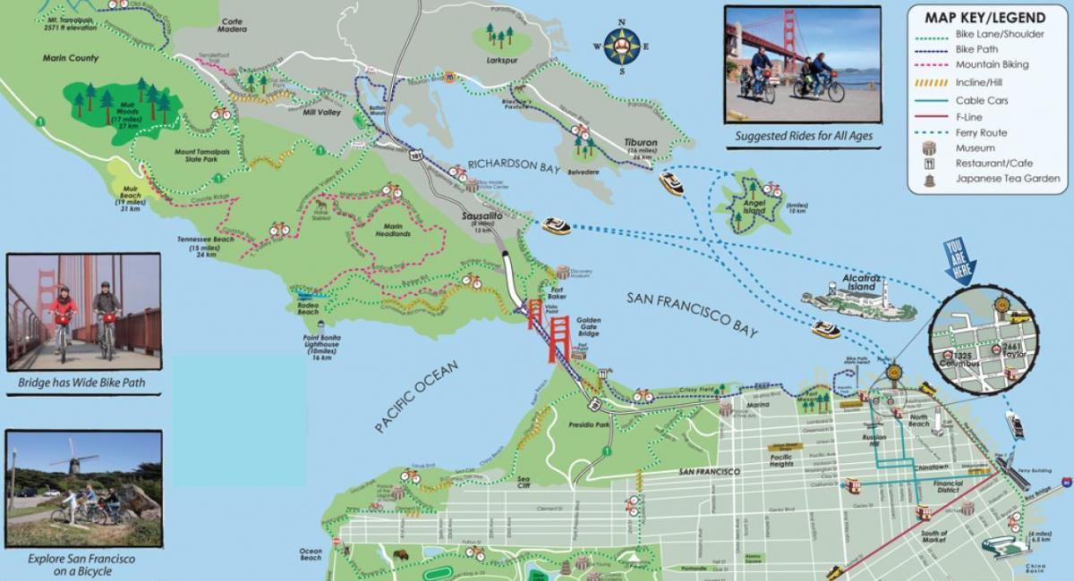 Mapa de San Francisco tour en bicicleta