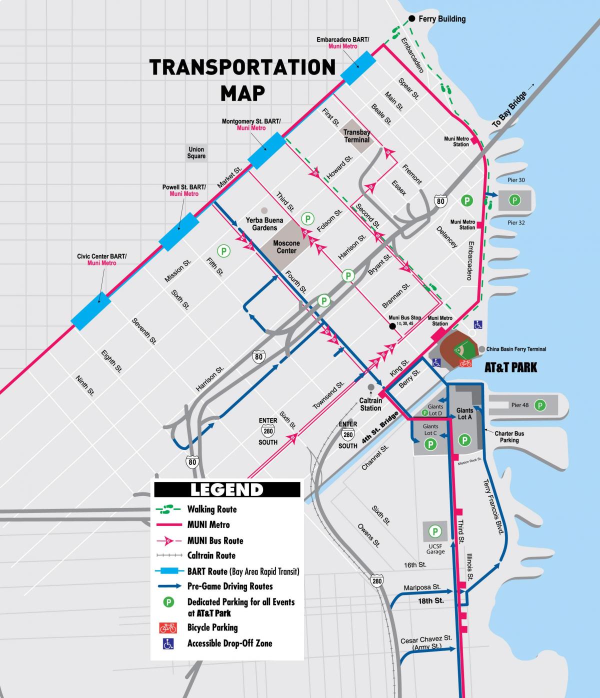 Mapa de SF giants aparcamiento 