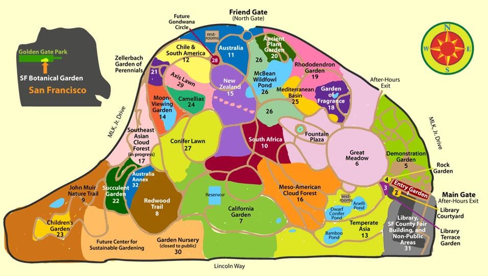 Jardín botánico de San Francisco mapa