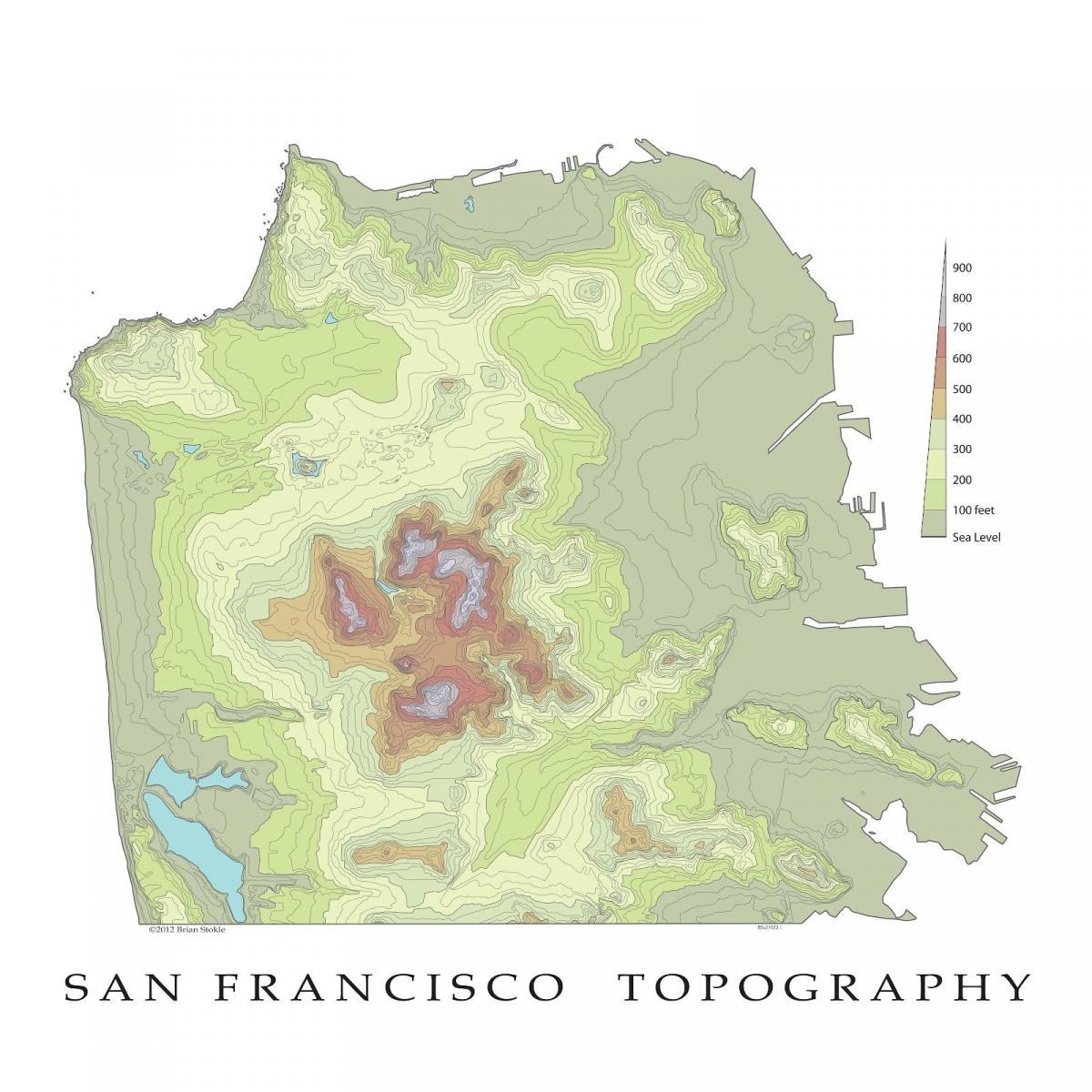 El mapa topográfico de San Francisco