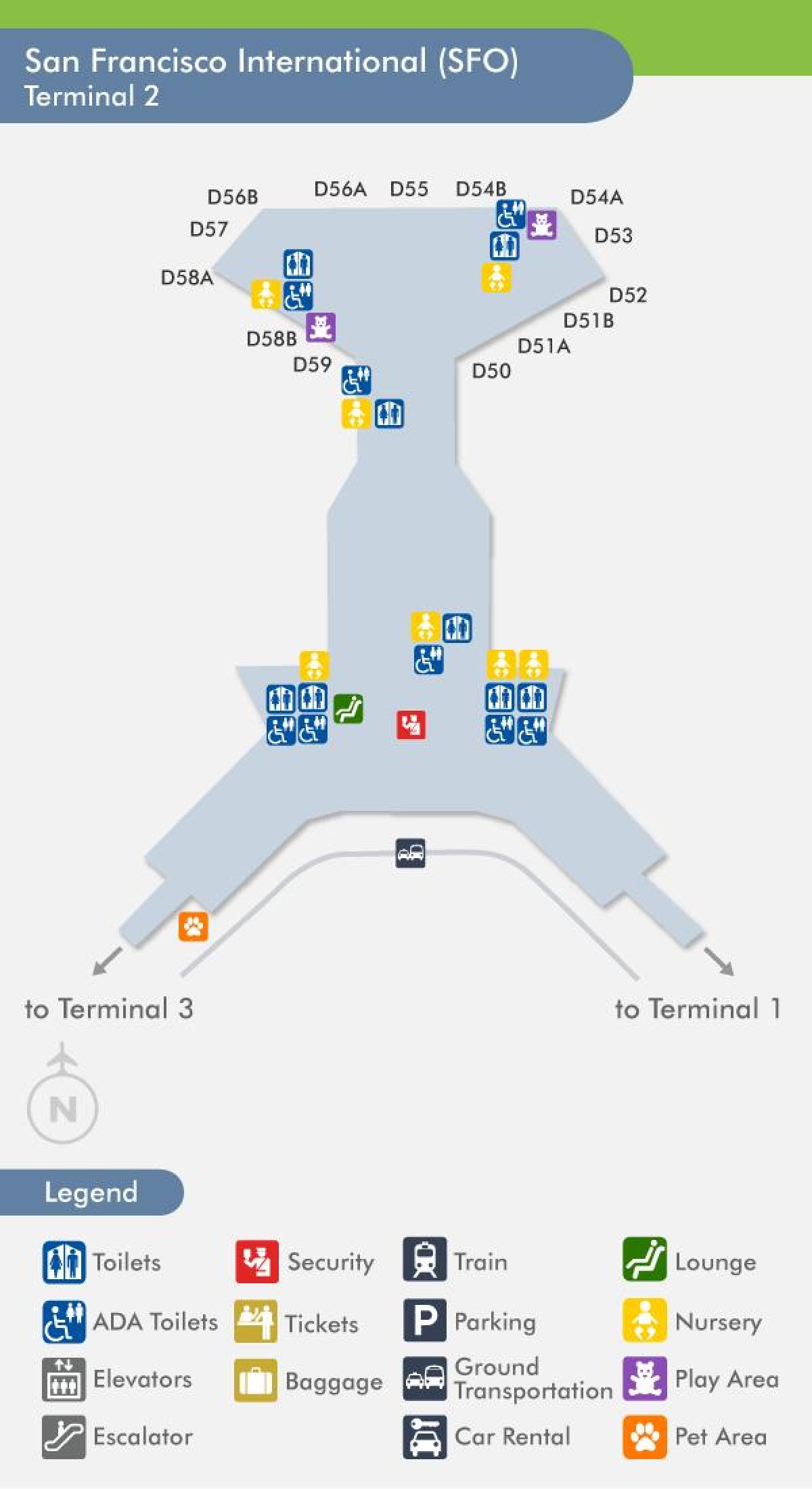 San Francisco airport terminal 2 del mapa