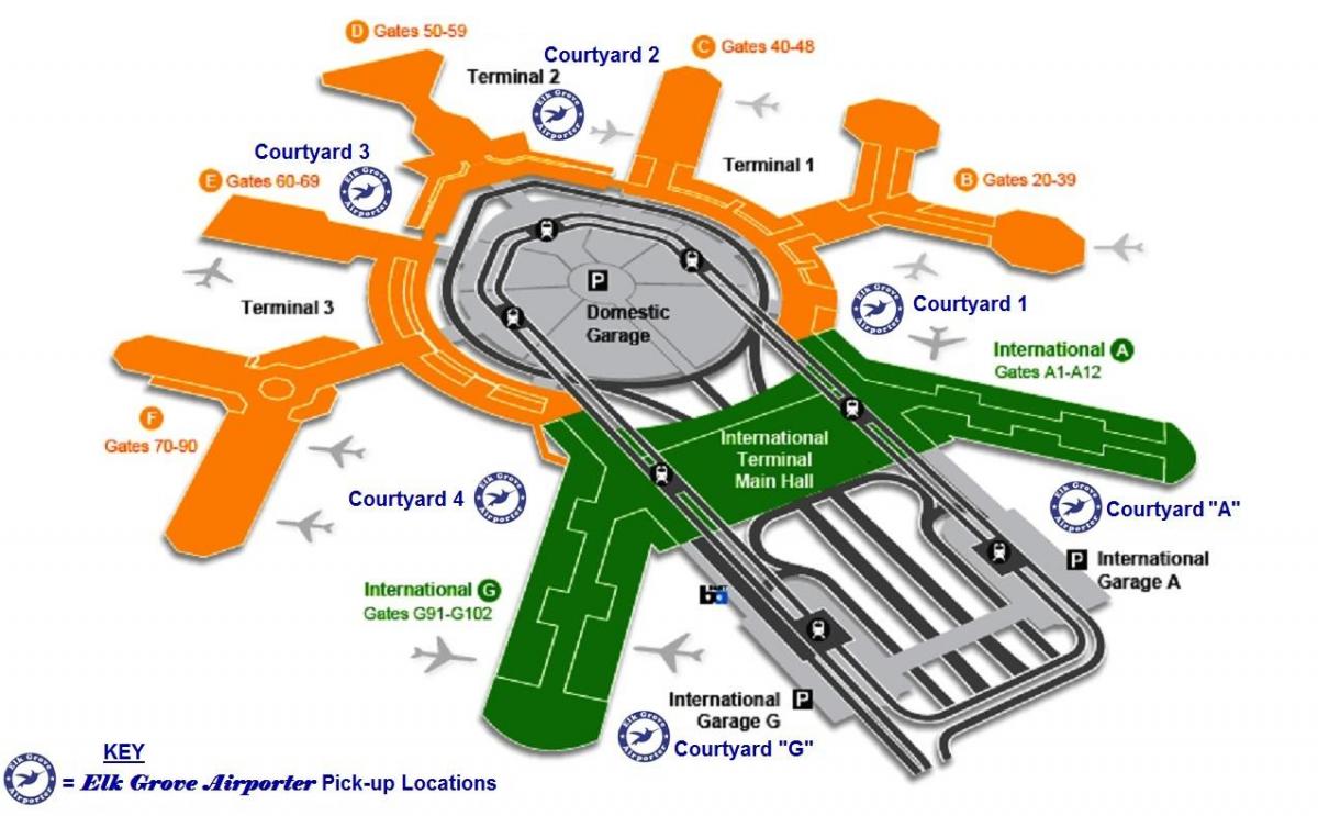SFO internacional de llegadas de la terminal mapa