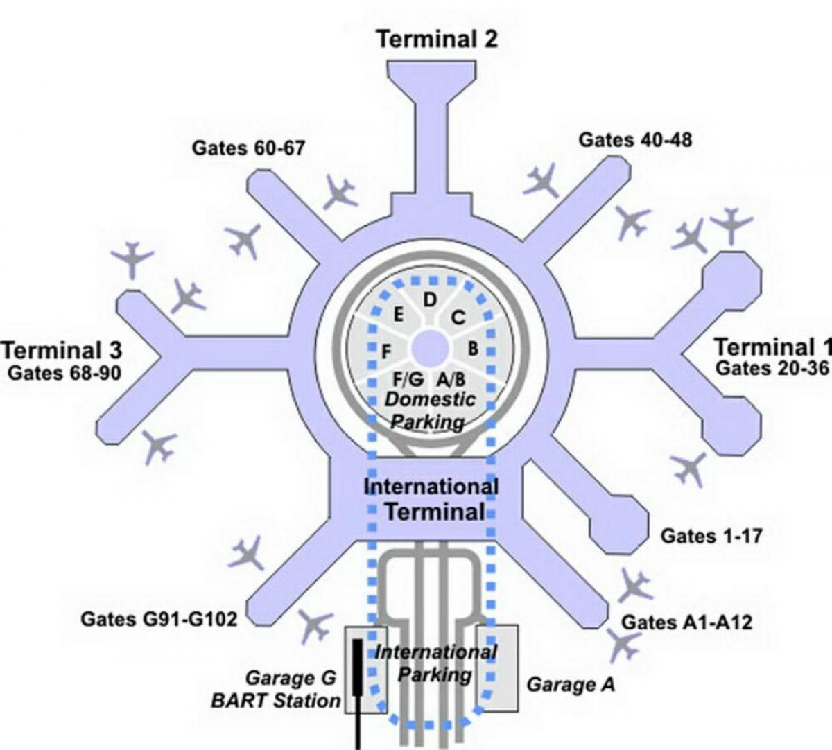 Mapa de SFO terminal g