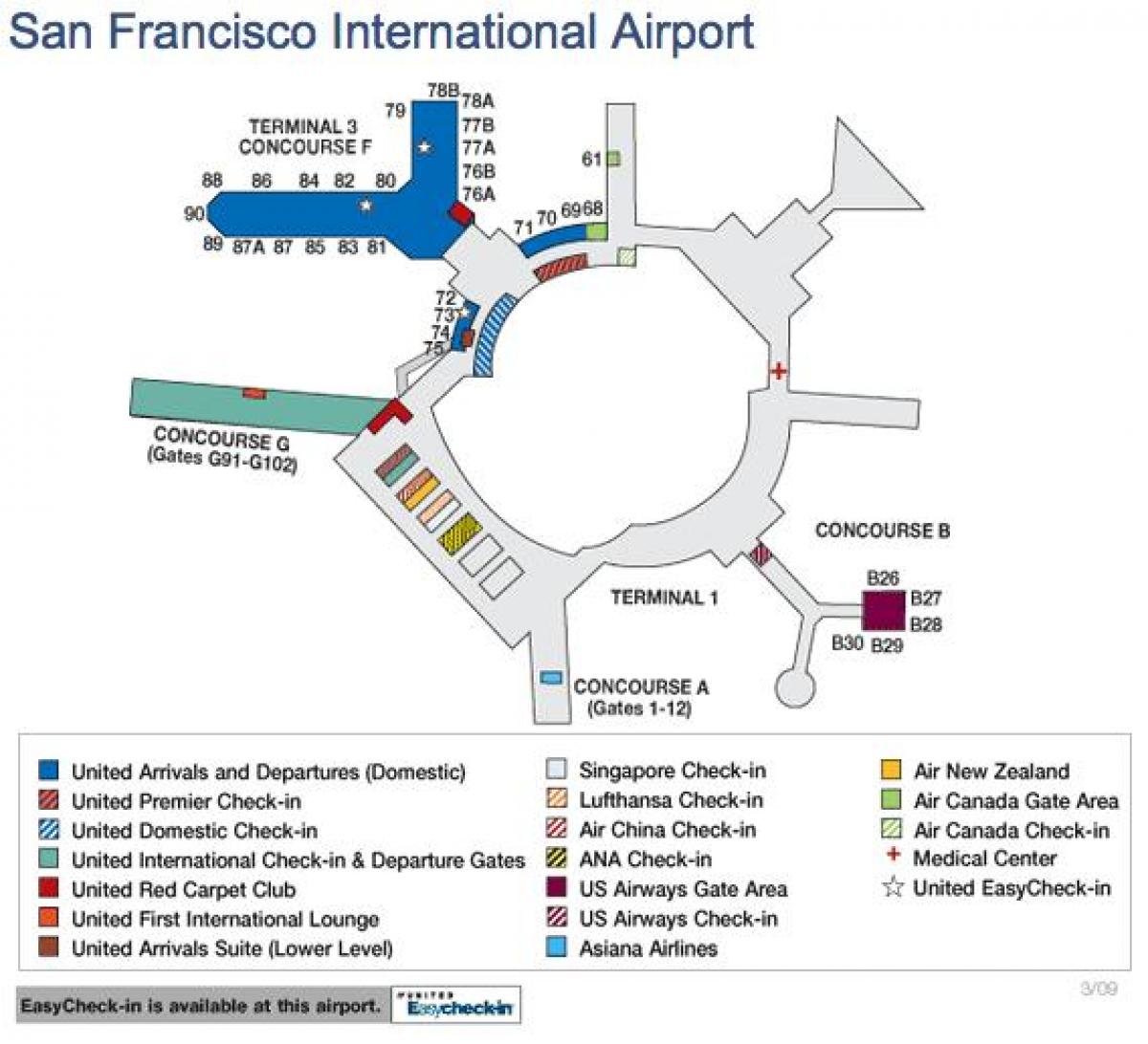 El aeropuerto de San Francisco mapa de los estados