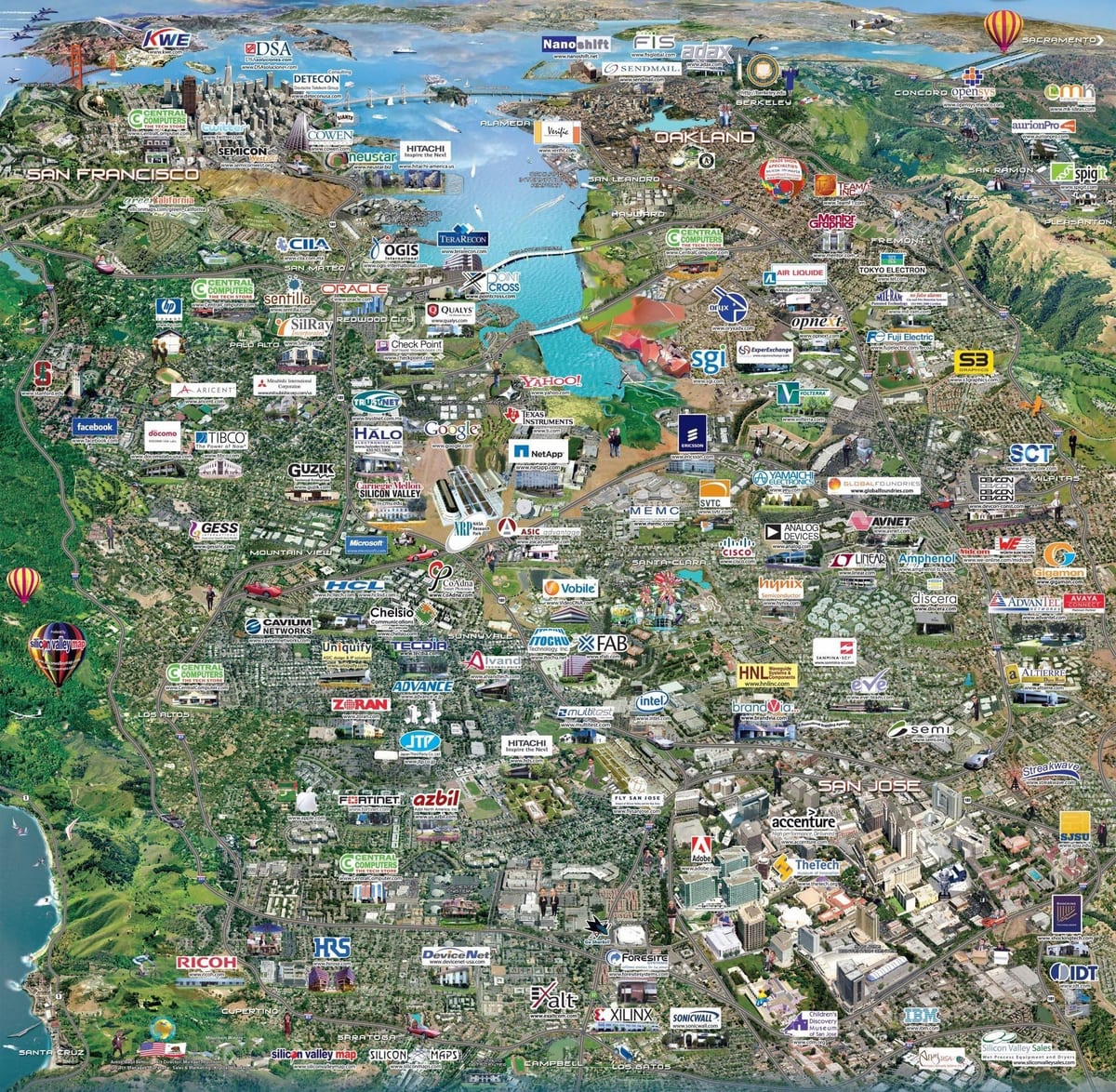 de alta tecnología silicon valley mapa