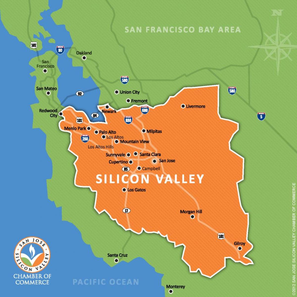 silicon valley en el mapa del mundo