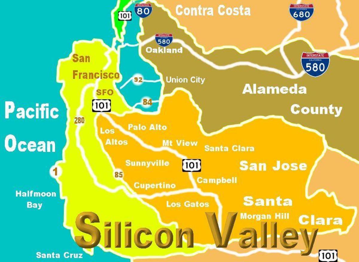 Mapa de silicon valley ubicación