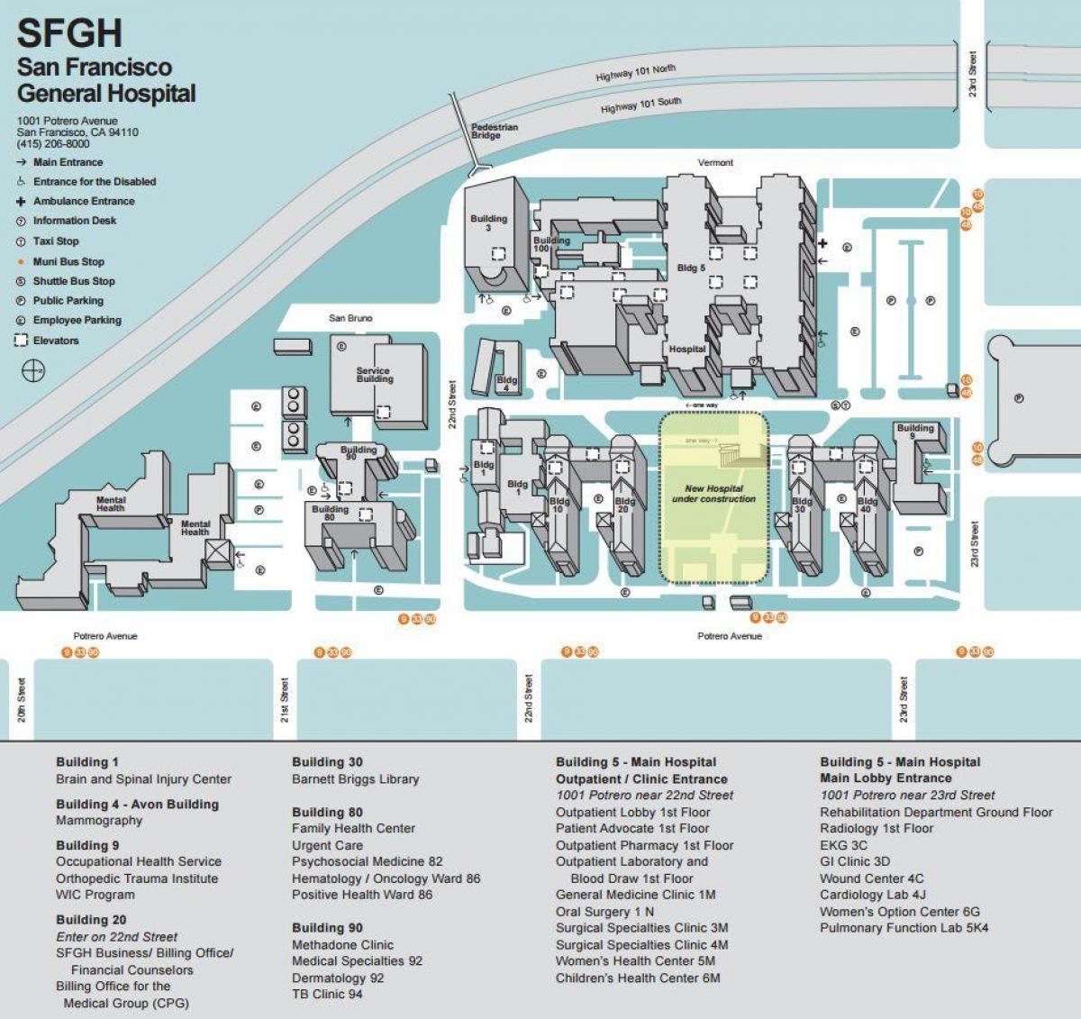 Mapa de la ucSF medical center
