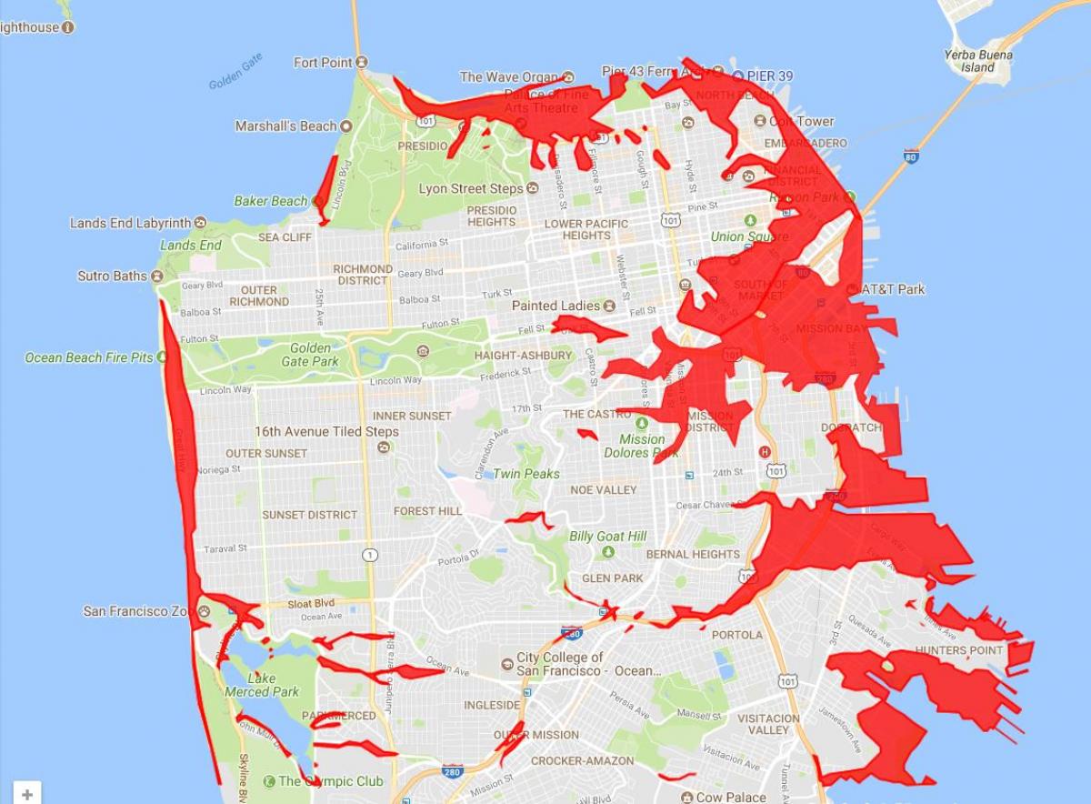 San Francisco con el fin de evitar mapa